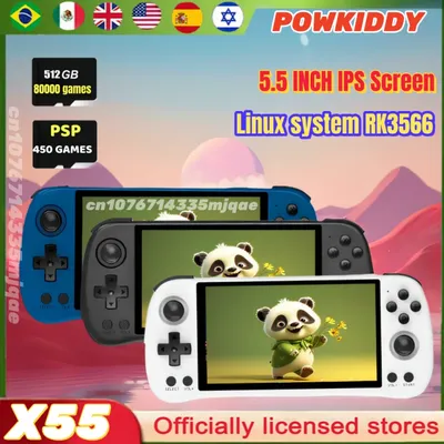 POWKIDDY X55 5.5 INCH Retro Handheld Portable Video Game Consoles Linux System TV HDMI Retro Player