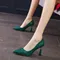 Woman Footwear Green Shoes for Women Pointed Toe Pumps Sexy on Heeled High Heels Stilito Office