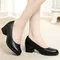 Autumn Women's High Heels Daily 5cm Square Heel Pumps Office Lady Black Leather Shoes Comfortable