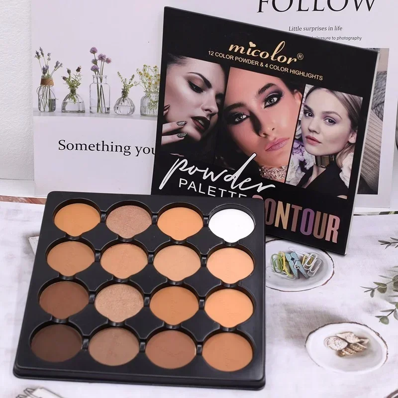 16 colori Micolor Matte Contour Compact Side Shadow Nose Shadow Makeup Palette Bronzer Powder Face Contour Palette Cosmetiquera