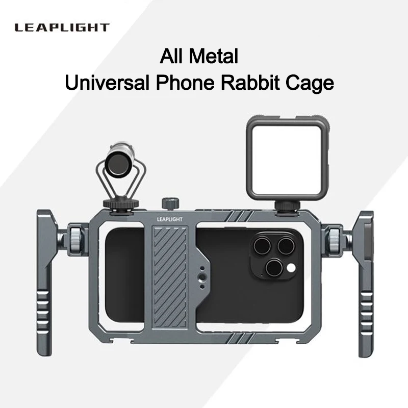 Leaplight Universal Handheld Smart Phone Cage for Iphone 15 14 Pro / Pro Max Samsung Huawei Video Cage Mobile Phone Stabilizer