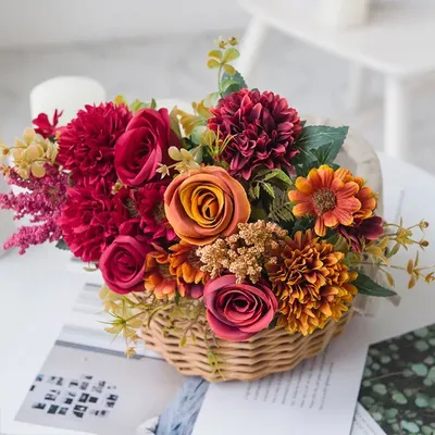Artificial Flower Silk Ball Daisy Rose Diy Wedding bridal bouquet festival Party outdoor Garden Arch Home Christmas Decor Wreath