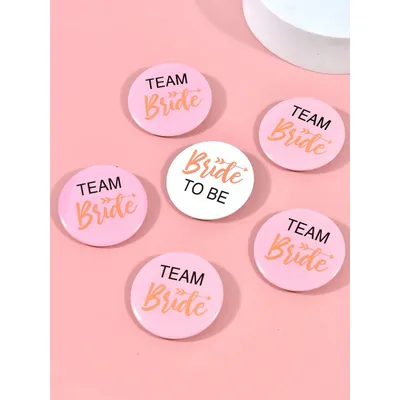 Random style 6 bridal team bridal team buttons bridal bridesmaid team pin, wedding party bridal