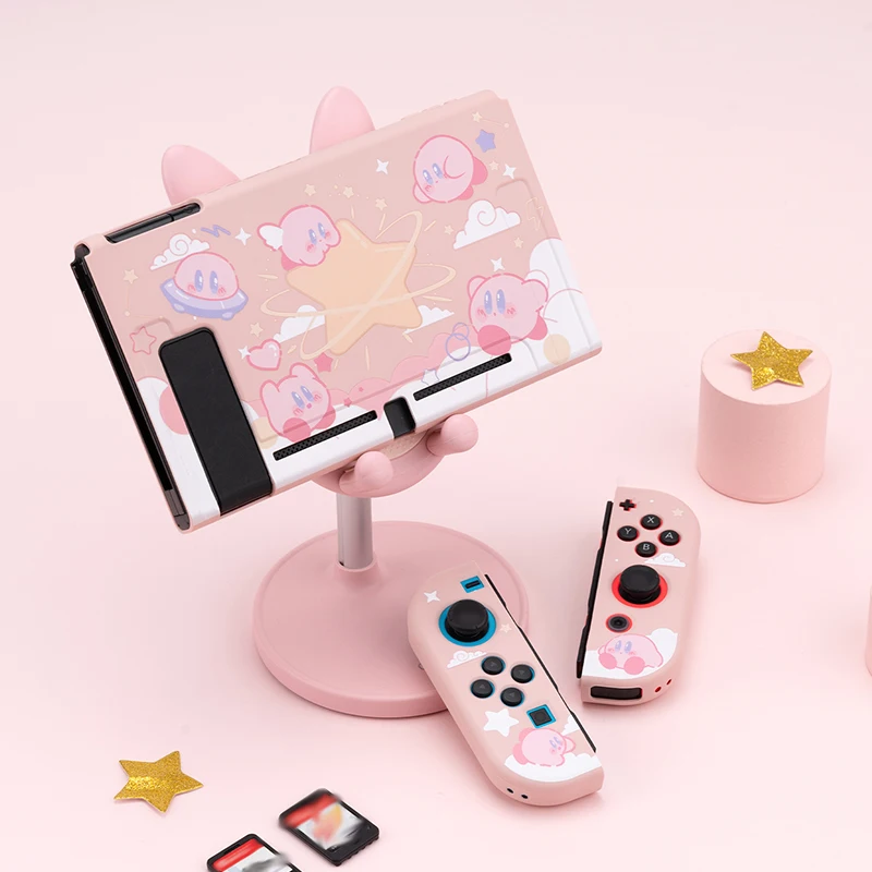 Pink Protective Shell For Nintendo Switch Oled Cute Cartoon Soft TPU Cover for Nintendo Switch Game Accessories Dockable Case