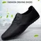 Leather Men Shoes Fashion Formal Mens Shoes Moccasins Italian Breathable Male Driving Shoes Black