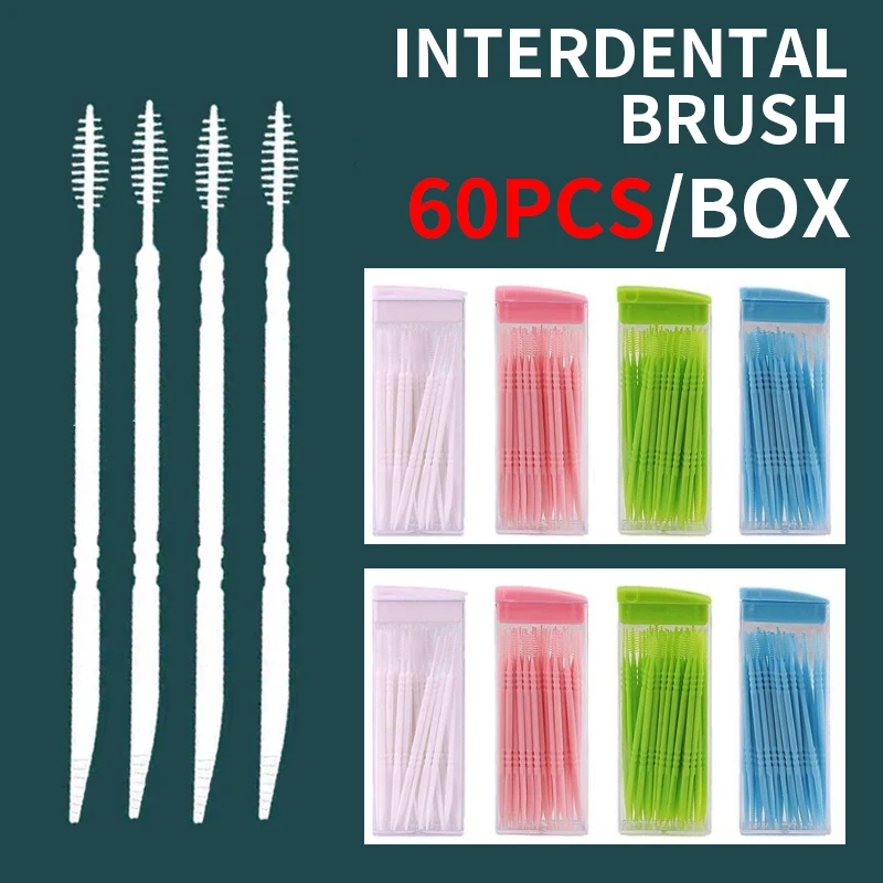 60 teile/schachtel Dental Zahnstocher, Tragbare Interdentalbürste, Zahn FlossingPicks, Zahnreinigung Werkzeug reise muss Image
