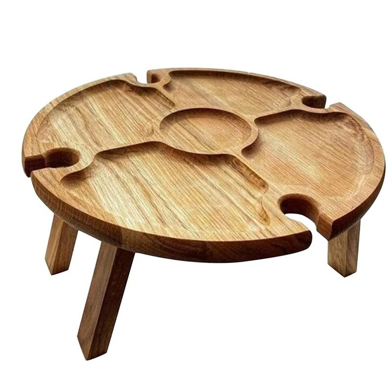 Klappbarer tragbarer Picknicktisch, zusammenklappbarer, leichter Camping-Camp-Tisch für den Außenbereich, kleiner Wein-Picknicktisch aus Holz Image