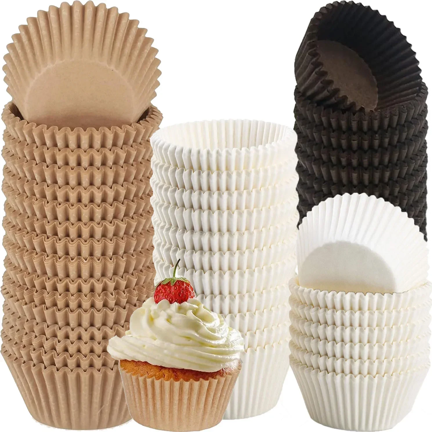 100/500/1000 Stücke Lebensmittelqualität Backförmchen Cupcake Muffin Liner Pappbecher Backformen Fettdichte Verpackungen Cupcakes Kuchen Werkzeuge Image