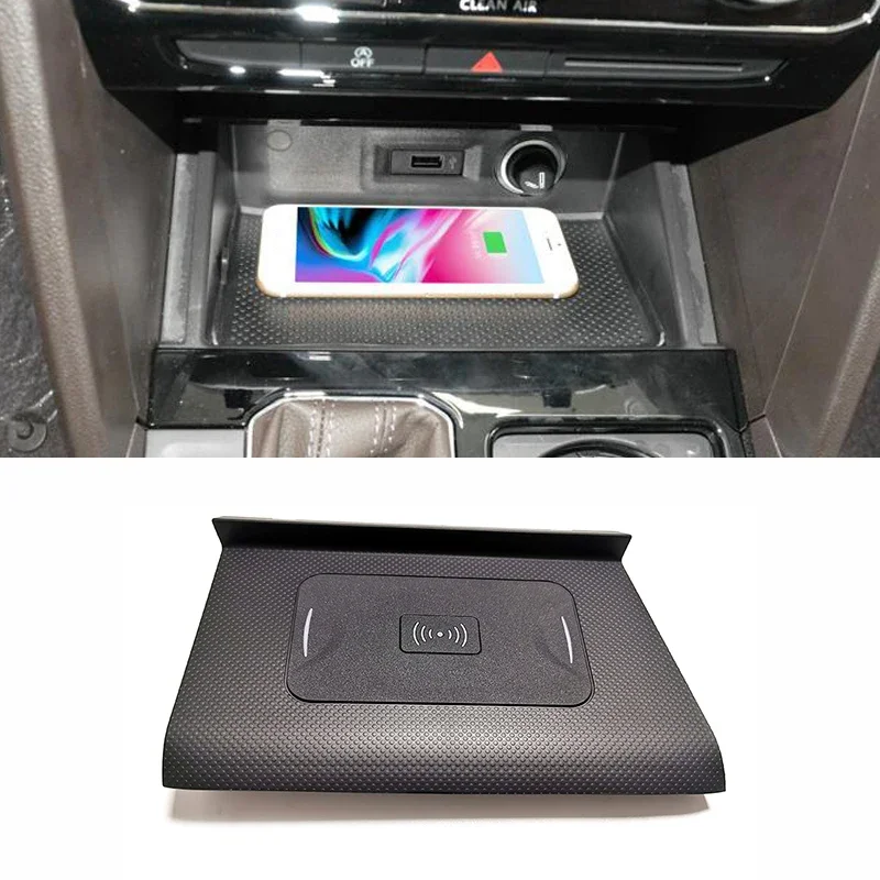 15W Auto drahtlose schnelle lade halter handy ladegerät lade platte trim für VW Tiguan MK2 Tiguan Allspace Tharu 2017-2021 Image