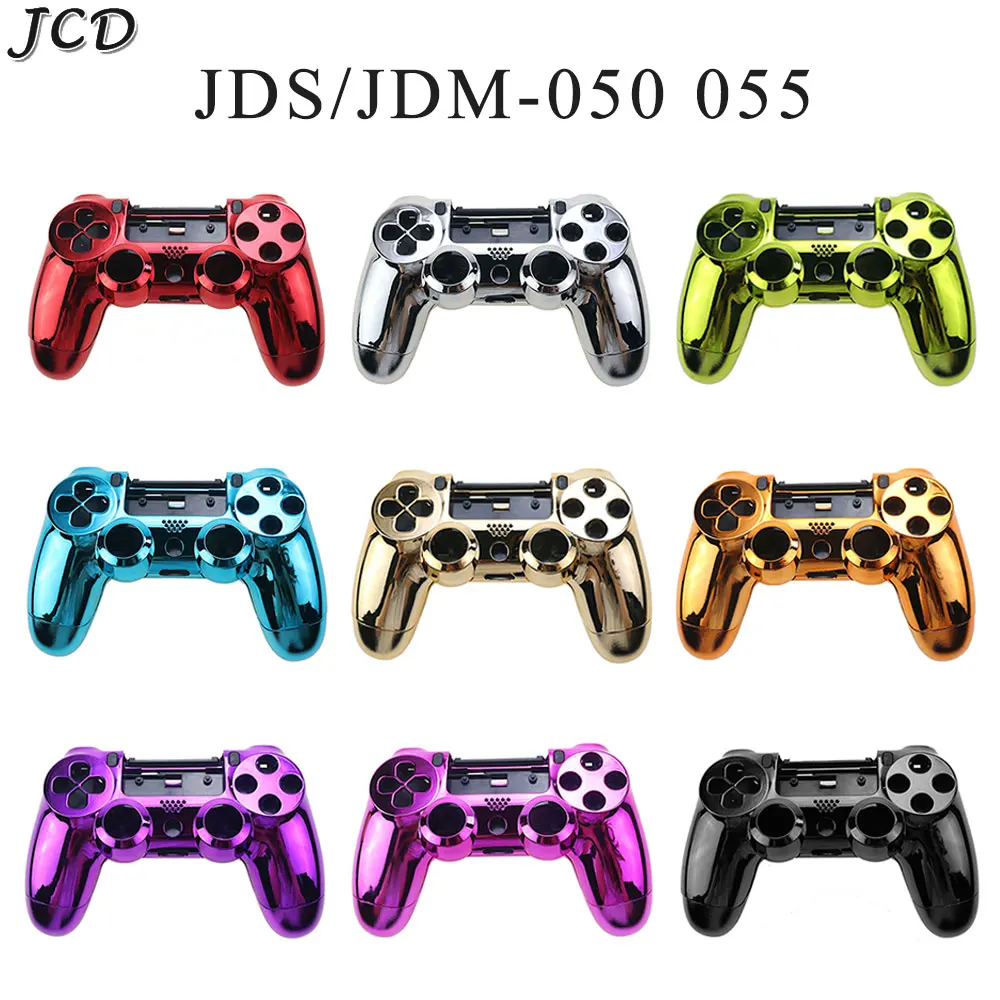 Jcd ersatz verchromt gehäuse shell für ps4 jds 055 JDM-050 JDM-055 game controller vorne hinten fall mod kit reparatur teil Image
