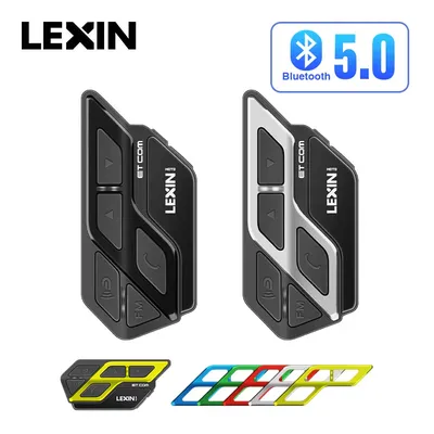LEXIN ET COM Helm-Gegensprechanlage, Motorrad, Bluetooth v5.0 mit 6 DIY-Farben, wasserdichte und FM-Radio-Headsets Image