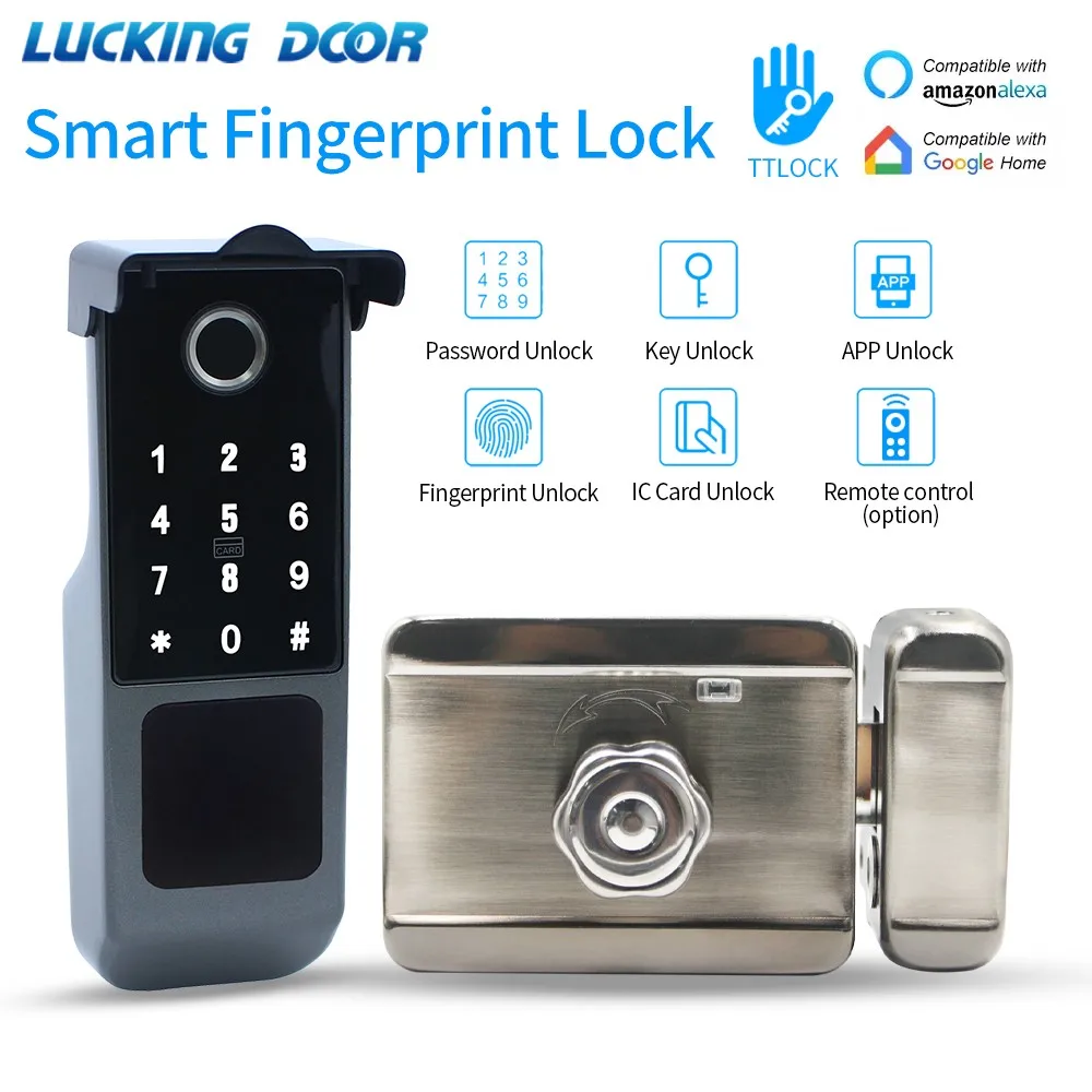 Wasserdichte TTLOCK App Smart Bluetooth Fingerabdruck Elektronisches Schloss RFID-Karte Außentür Intelligentes Schloss Keyless Motor Felgenschloss Image