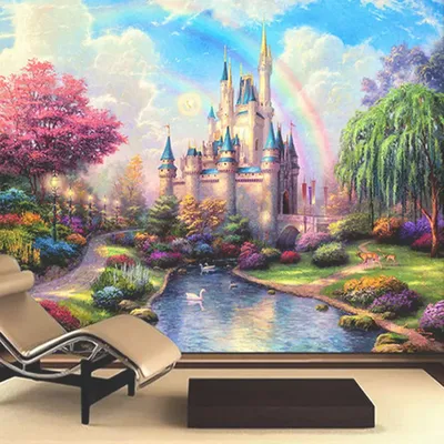 Nach 3D Wandbild Bettwäsche Zimmer TV Sofa Wand Hintergrund Fantasie Burg Eingang Kinderzimmer Image