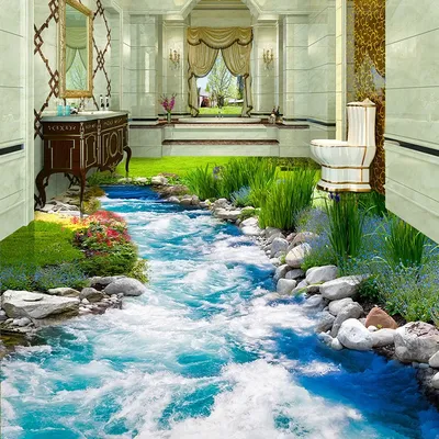 Fototapete PVC selbstklebend wasserdicht 3D-Bodenfliesen Wandaufkleber klassische Wasserfälle Image