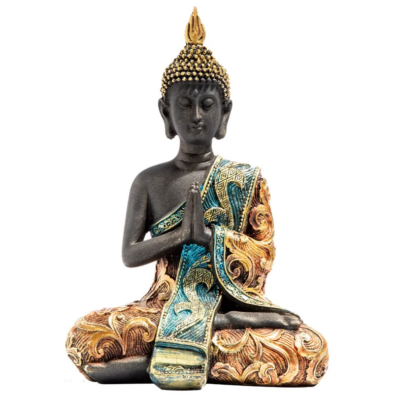 Handgefertigte thailändische Buddha-Statue, große Buddha-Skulptur aus grünem Harz, Buddhismus, Hindu, Fengshui-Figur, Meditation, Heimdeko