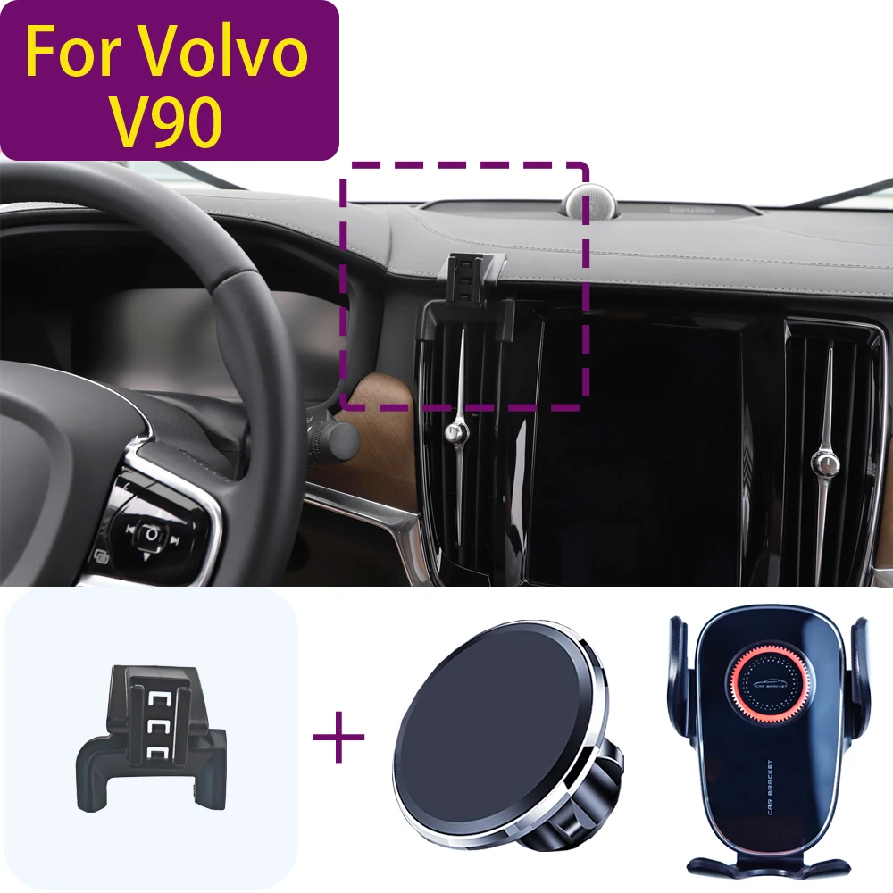Für volvo v90 2018 2024 2017-2018 magnetischer Autotelefon halter Magnet halterung kabelloser Ladest änder kunden spezifische Halterung basis Image