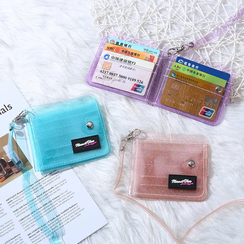 1 Stück Glitter Business ID Karten Beutel Geldbörse PVC transparente Karte Foto Brieftasche Fall für Frauen Mädchen klar Kreditkarten halter Tasche