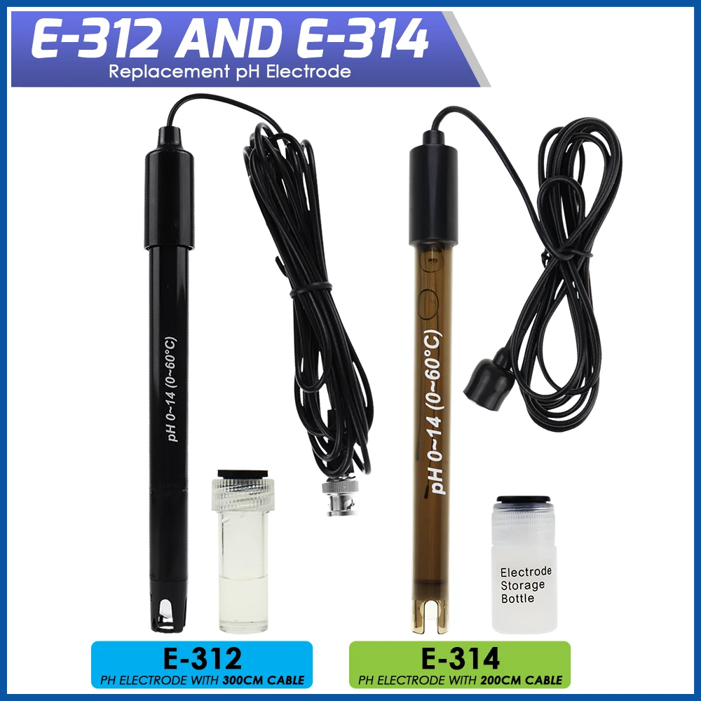 Ph meter ph elektrode bnc typ 50 ohm stecker sonde für hydro ponik aquarium mit 200cm 300cm kabel wasser tester Image