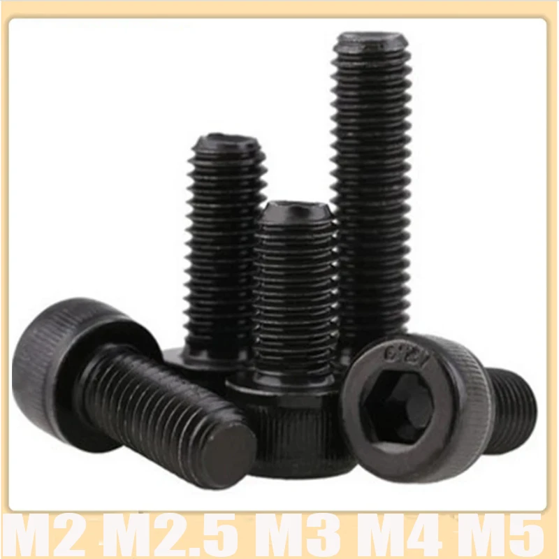 10/50pcs Schrauben Inbus schraube m2 m3 m4 m5 Kohlenstoffs tahl schwarz Sechs kant schraube mit zylindrischer Kopfs ch raube für Haushalts werkzeuge Image