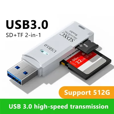 Mini High Speed 2 in 1 Multi-Kartenleser USB 3,0 Micro SD TF Kartensp eicher Flash-Laufwerk Adapter Image