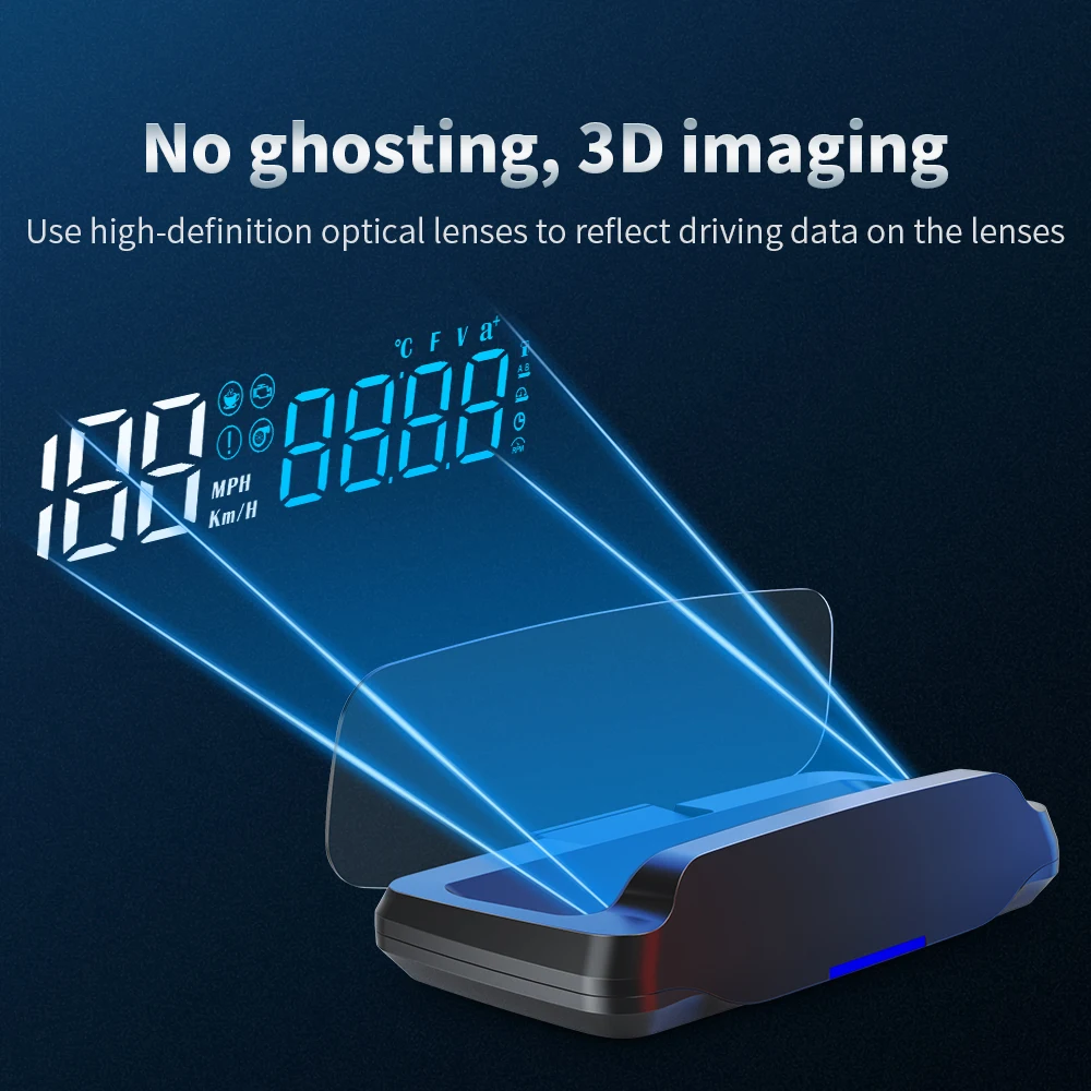 Hd 3d projektion obd2 c7b hud head up display auto display gps digitaler geschwindigkeit messer an bord computer bildschirm mit alarm erinnerung Image