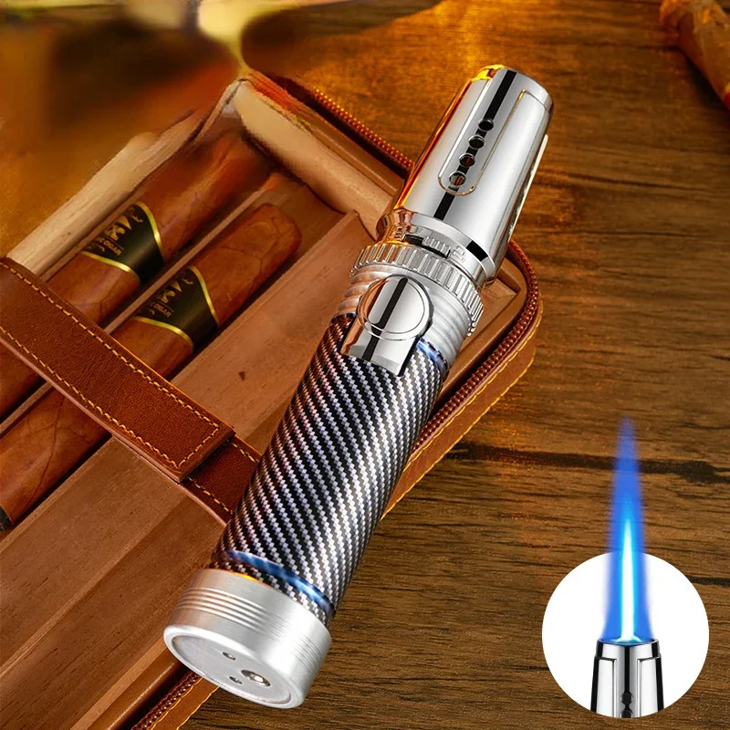 Gasfeuerzeug aus Metall mit roter Flamme, Spritzpistole, Turbo, Kochen in der Küche, Raucherzubehör, winddicht, Grill, Zigarrenfeuerzeuge, 1300 ℃ Image