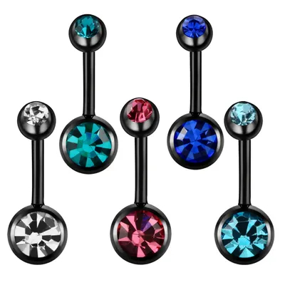 5 Teile/los Edelstahl Nabel Piercing Kristall Bauchnabel Ringe Strass Bauch Piercing Nombril Ombligo