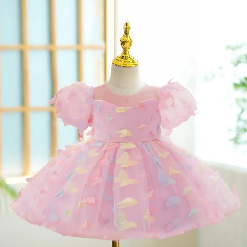 Baby Mädchen Party Kleider Kleinkind bunte Schmetterling Sommerkleid ung Mädchen Hochzeit Abschluss ball Kleid Kleinkind 1. Geburtstag Prinzessin Kleid Image