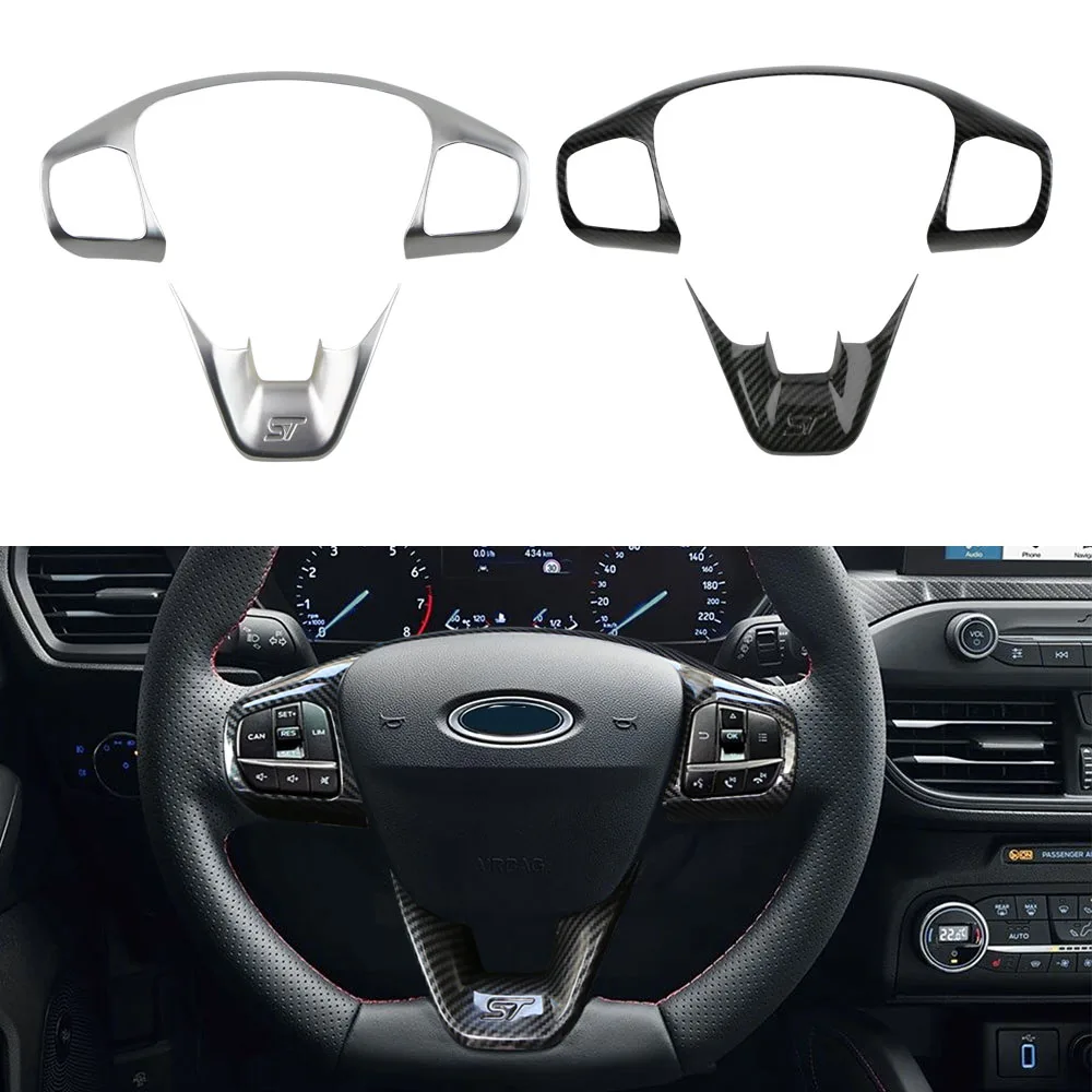 Lenkradverkleidungsabdeckung für Ford Fiesta MK8 2017–2021, für Ford Focus MK4 2019–2023, ABS-Auto-Lenksteuerknopf, Rahmenverkleidung Image