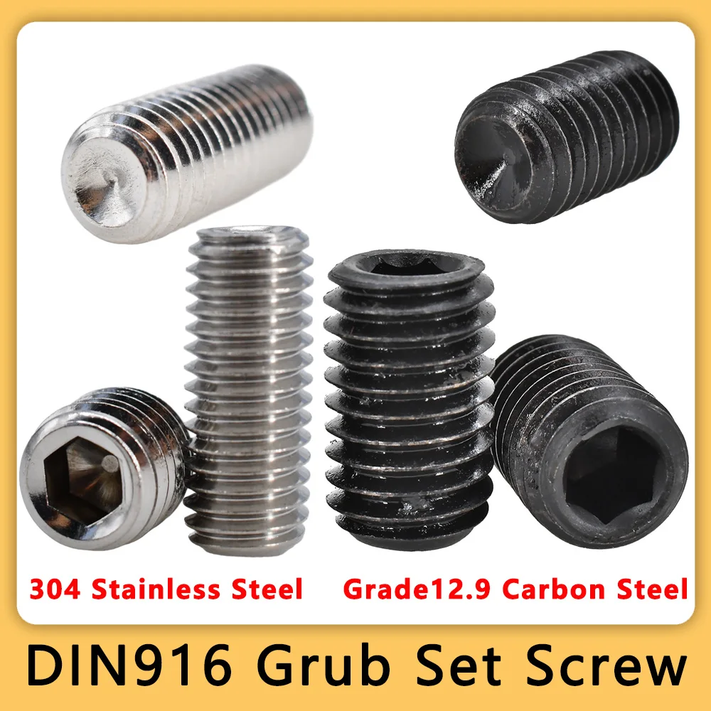 Konkave Stellschraube DIN916, metrisches Gewinde, Sechskantantrieb, Madenschrauben, Metall, Maschinenverbindungsschrauben, Innensechskantschrauben aus Kohlenstoff/Edelstahl Image