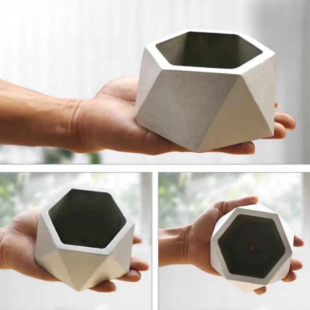 DIY Sukkulenten Blumentopf Epoxidharz Form Zement Beton Sechseckiges Gips Mikro Landschaft Dekoration Form Image