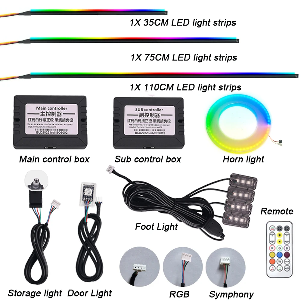 35CM/75CM/110CM LED Rauch Versteckte Acryl Streifen Licht Für Auto Symphonie Umgebungs Licht Teil hintergrundbeleuchtung Guide Ersatz Zubehör Image