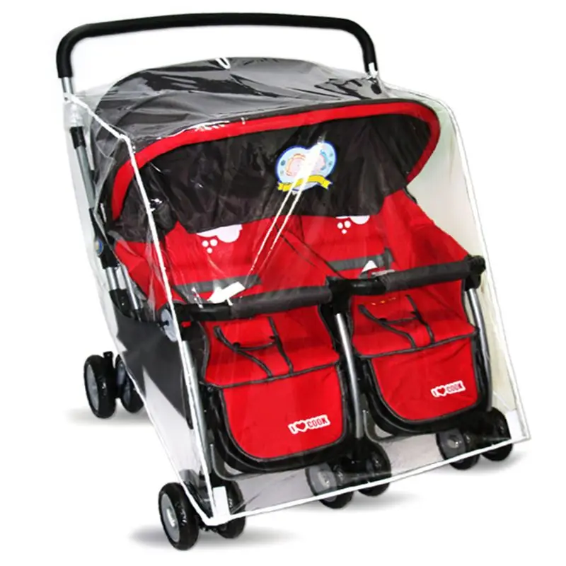 Baby Kinderwagen Regen Abdeckung Kinderwagen Regenmantel für Twins Klar Kinderwagen Regen Abdeckung Wasserdichte Kinderwagen Zubehör Wind Staub Shiel Image