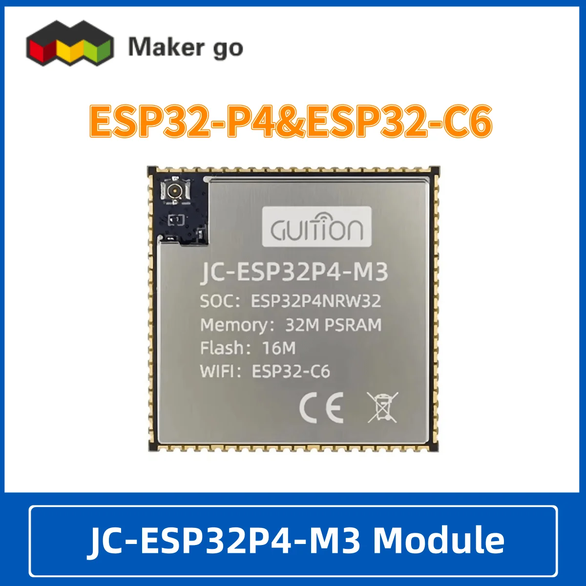 ESP32-P4 ESP32-C6 Dual-Core ESP32P4NRW32 SoC 32 MB PSRAM 16 MB Flash-Speicher WiFi BT BLE 5 JC-ESP32P4-M3 Modulkernplatine Image