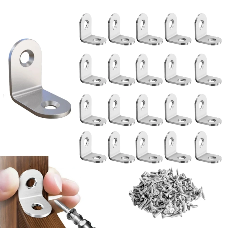 10/20/50 Stück L-förmige Halterungen, 90 Grad rechtwinkliger Edelstahl-Halterungsverschluss mit Schraube für Holzmöbel, Schrank