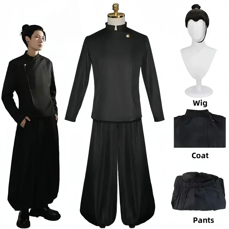 Jujutsu Kaisen Geto Suguru Cosplay Kostüm Herren schwarz Hemd Hosen Perücke High School Halloween Uniform Full Set Anime Image