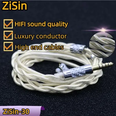 ZiSin-30 DIY HIFI 7N OCC Hochreines vergoldetes Kopfhörer-Upgrade-Kabel mit 4,4 mm 3,5 mm IE900 0,78 2-polig MMCX für M5 Olina Image