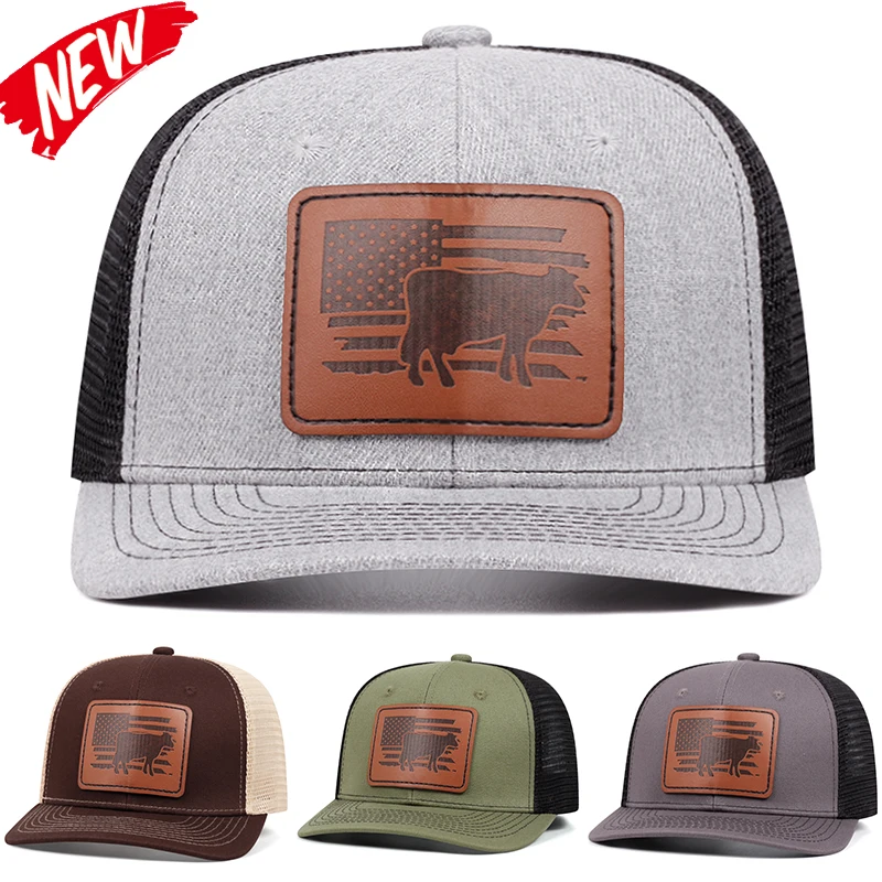 Herrenmode Bull Leder Label Mesh Hut Ente Zunge Hut Sommer Sonnenschirm verstellbar Unisex Hip Hop Baseball Hut LKW Cap ﻿
