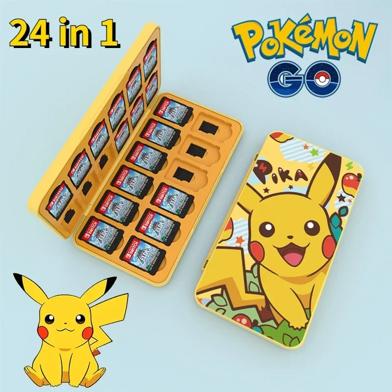 2024 neue Pokemon Pikachu Ns Schalter Oled Spiel Karte Lagerung Box Schutzhülle 24 in 1 Spiel Karten Halter Fall für Nintendo Schalter Lite Image