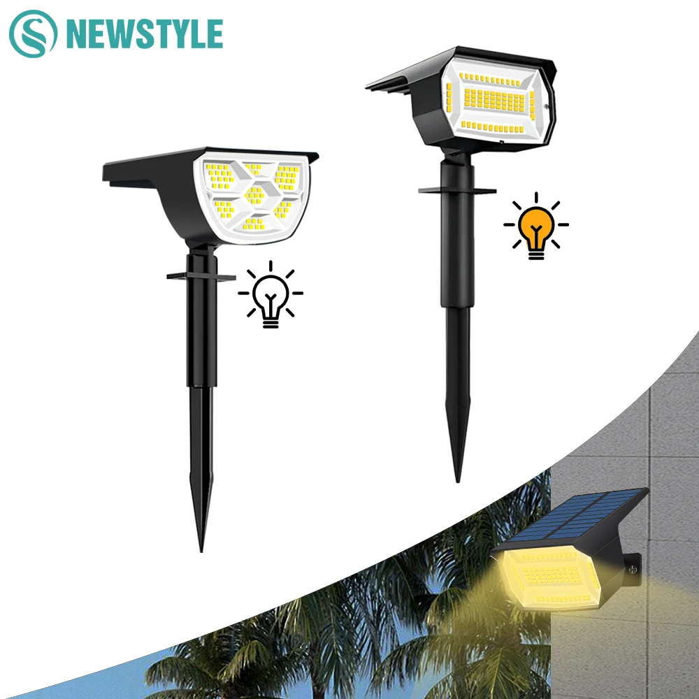 1/2/4PCS Solar Spot Licht 68/72 LED Outdoor Garten Solar Landschaft Strahler Wasserdicht 3 Modi wand Licht Tür Hinterhof Garage Image