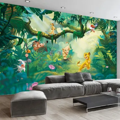 Nach Selbst-Adhesive Wallpaper 3D Cartoon Tier Wald kinder Schlafzimmer Hintergrund Wand Abdeckt Image