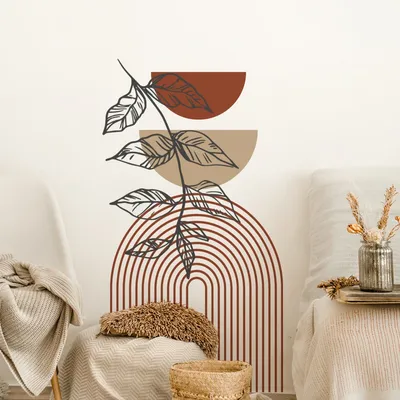 Boho Regenbogen Blätter geometrische Vinyl Wanda uf kleber große abnehmbare DIY Wandt attoos Image