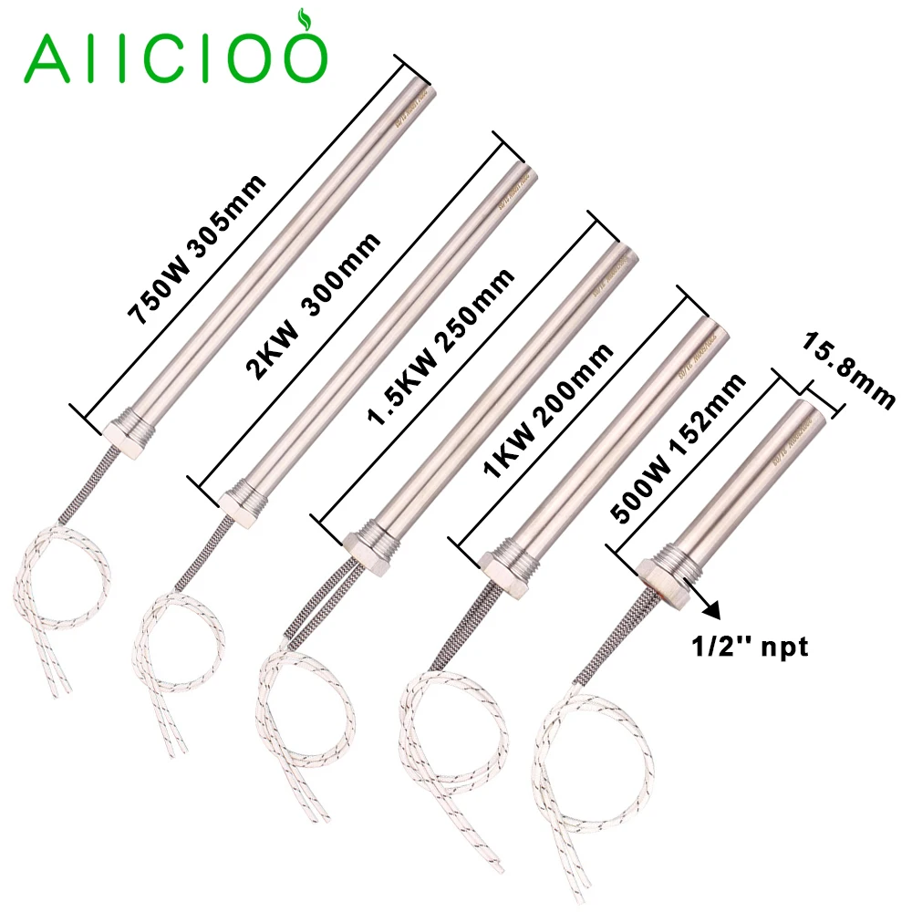 Aiicioo Cartridge Heizung Wasser 1/2 ''Npt Gewinde 120V/240V 500W/750W/1kW/1,5 kW/2kW Tauch rohr elektrisches Heizelement