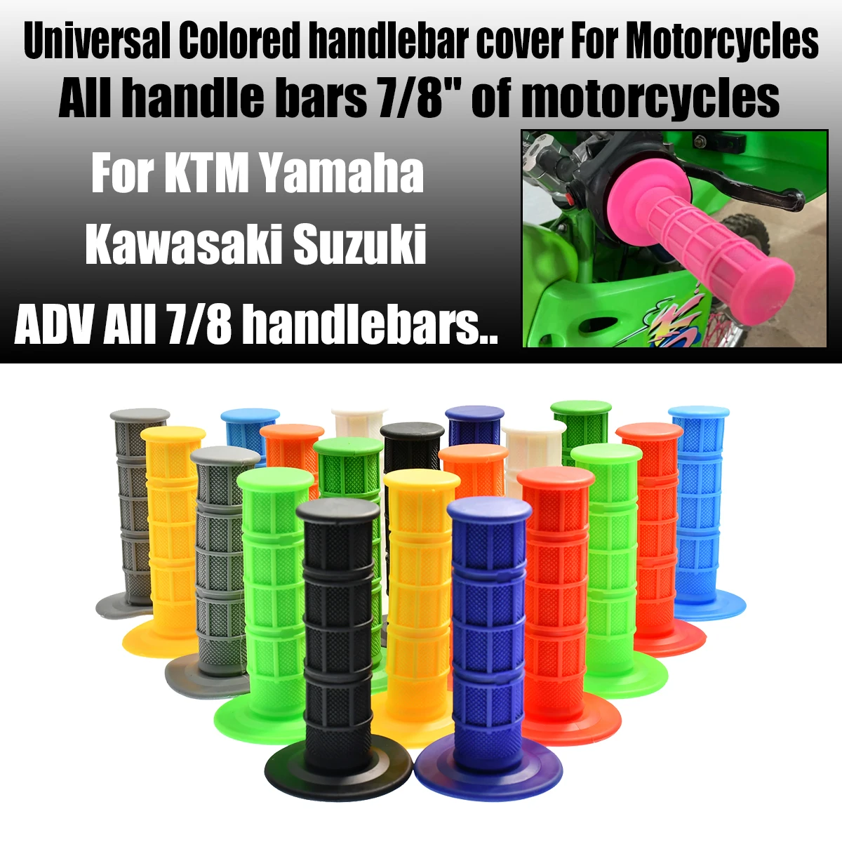 Universal Motorrad Poignee Moto HOTl Weiche Gummi 22mm 7/8 "Handgriffe Für Honda Kawasaki Yamaha Suzuki BMW MX Pit Dirt Bik Image