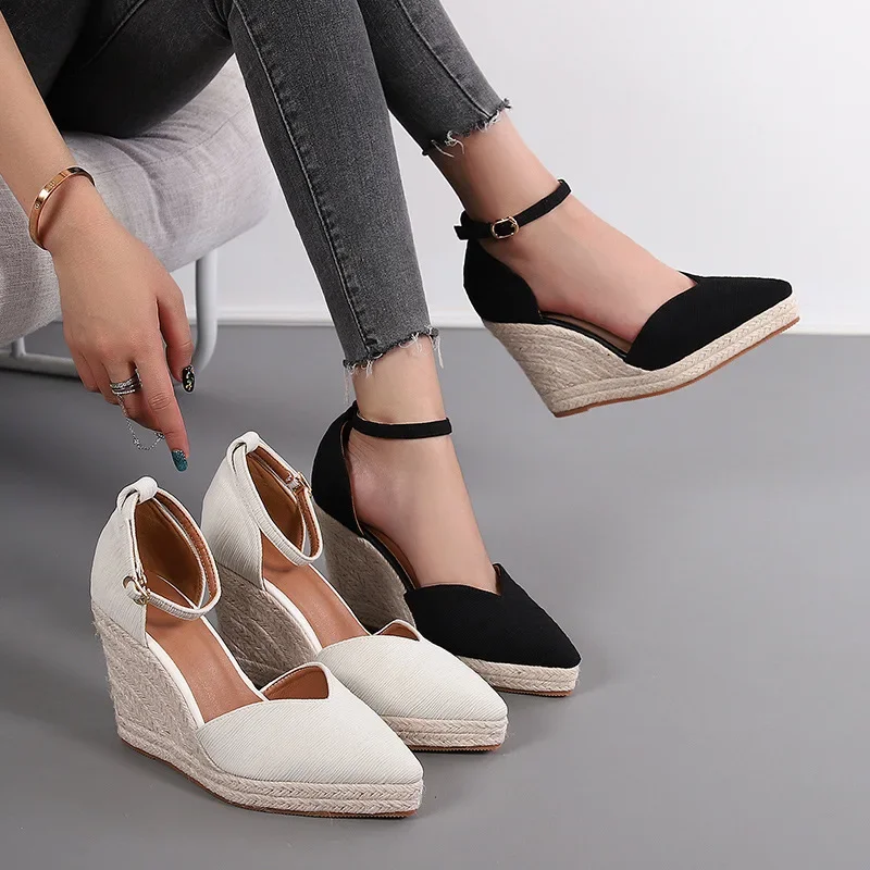 Mode High Heels Frauen Party Schuhe Spitz Elegante Damen Keile Schuhe Marke Frauen Pumpen Schwarz Große Größe 42, D104