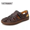 Marke Sommer Echtem Leder Römischen männer Sandalen Business Casual Schuhe Outdoor Strand Waten Hausschuhe männer Schuhe Große Größe 39-48