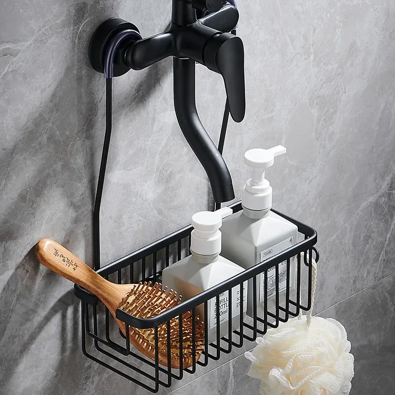 Étagère de salle de bains, cintre de robinet en aluminium sans perçage, porte-shampooing de douche, organisateur de rangement de bain, accessoires de salle de bains