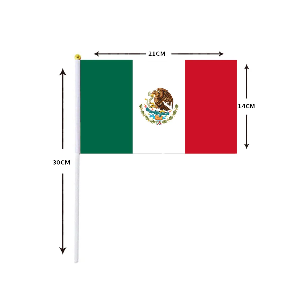 10 Teile/los Mexiko Hand Winken Flaggen 14x21 cm Mexiko Flagge Großhandel Image
