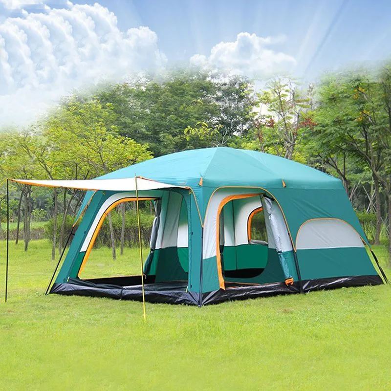 Outdoor Camping Zelt Tragbare Regendicht Moskito Proof Doppel Schicht Zelt 3-5 Menschen Ein Schlafzimmer Eine Halle Kleine Größe zelt Image