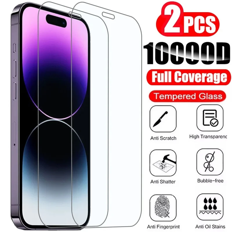 2Pcs Gehärtetes Glas Screen Protector Für iPhone 13 14 15 12 11 Pro Max Für iPhone 15 14 Plus 12 11 13 Pro X XR XS Max Glas Film Image